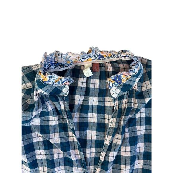 Anthropologie Pilcro Women’s Blue lPink Plaid Check Button Down Tavi Shirt Sz S - Picture 3 of 6